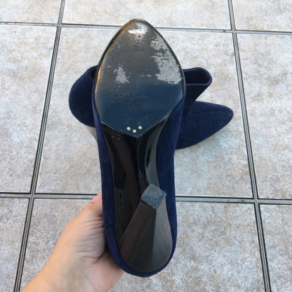 Balenciaga navy suede ankle boots 38 - Picture 10 of 12
